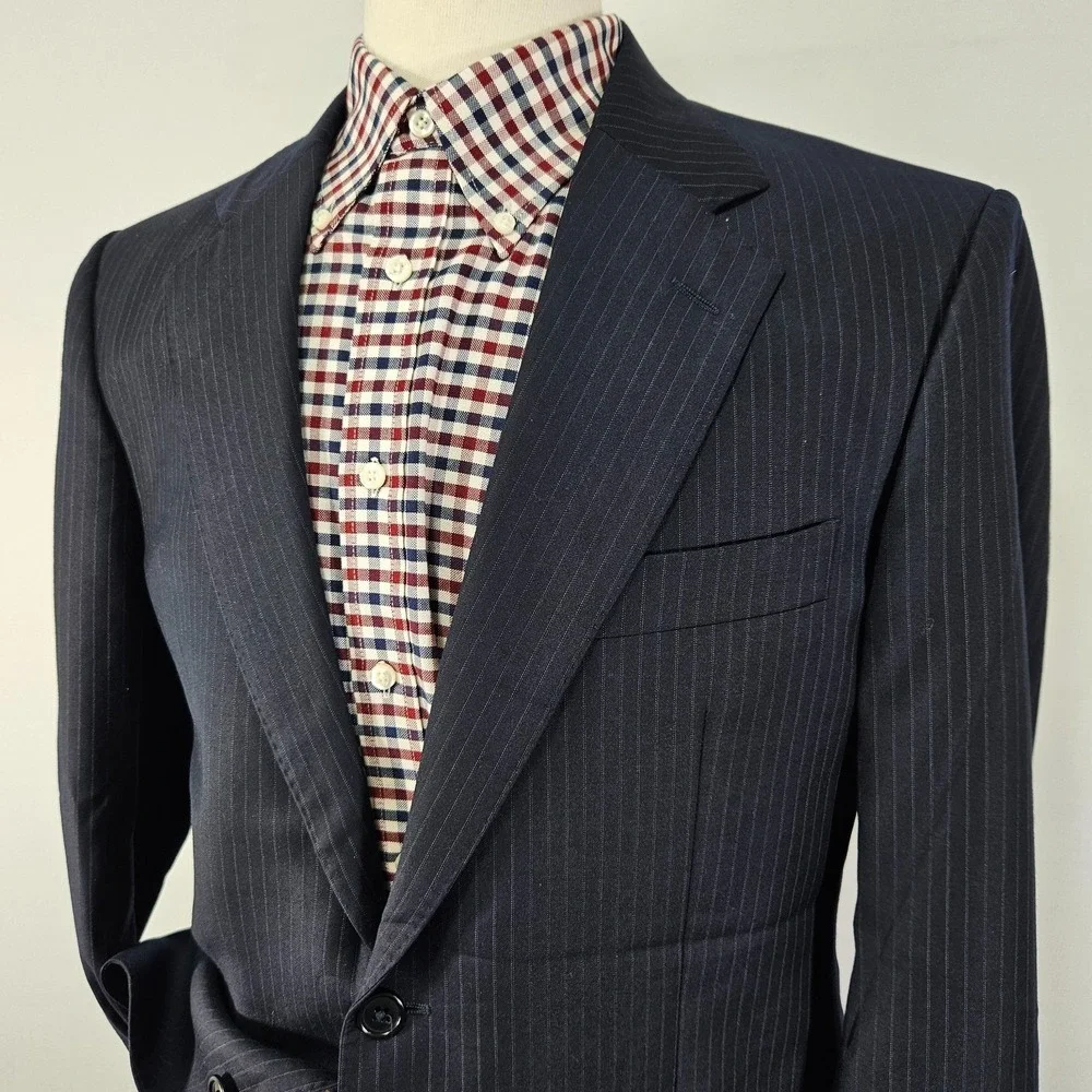 Daniel Cremieux Men's Sport Coat Blazer Super 160s Navy Striped Loro Piana 40R